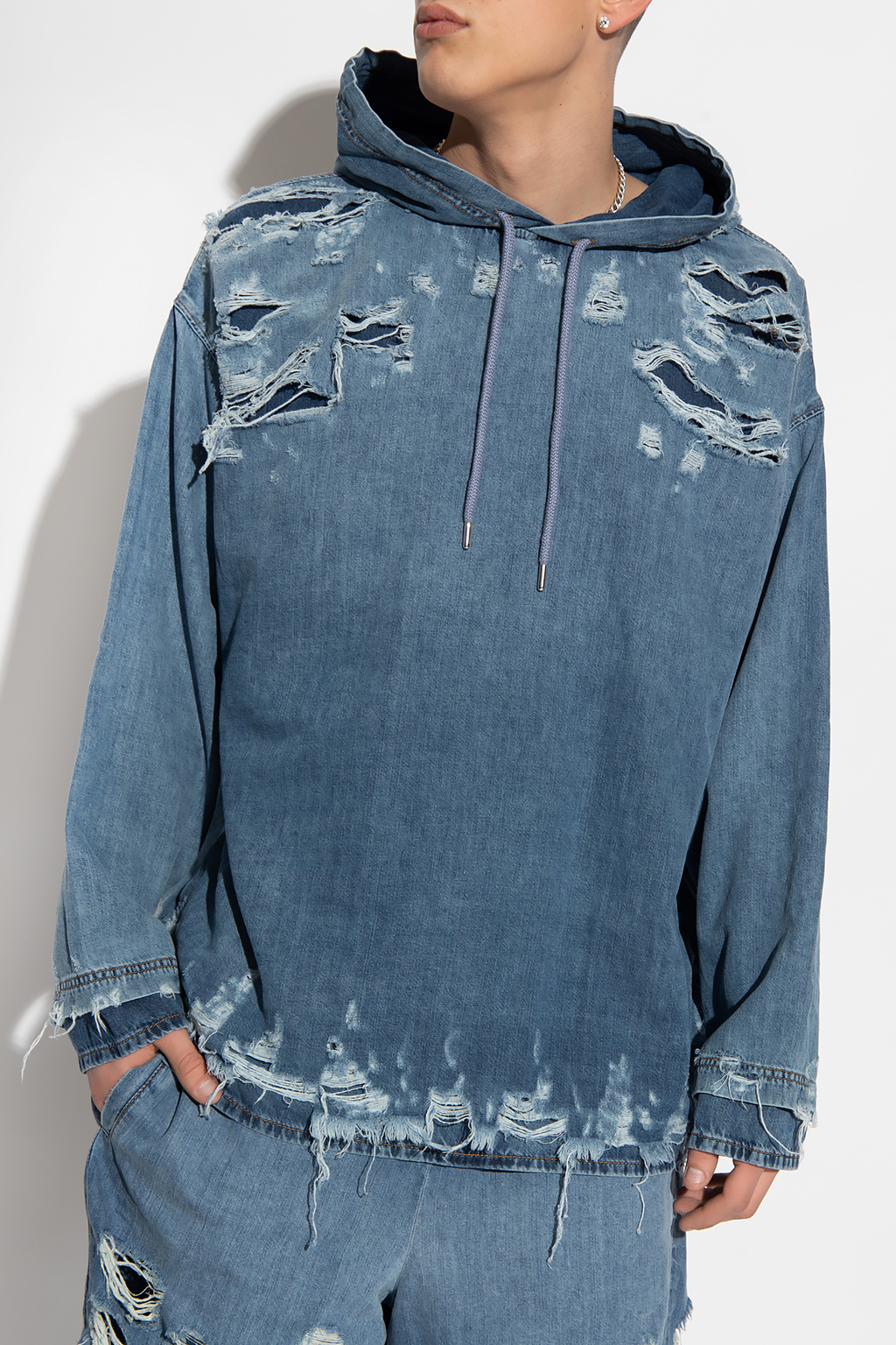 Mens hooded denim outlet shirt